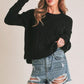 Relaxed Fit Adela Cable Knit Sweater BLACK S Sweaters