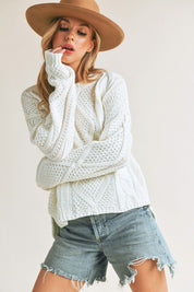 Relaxed Fit Adela Cable Knit Sweater Tops