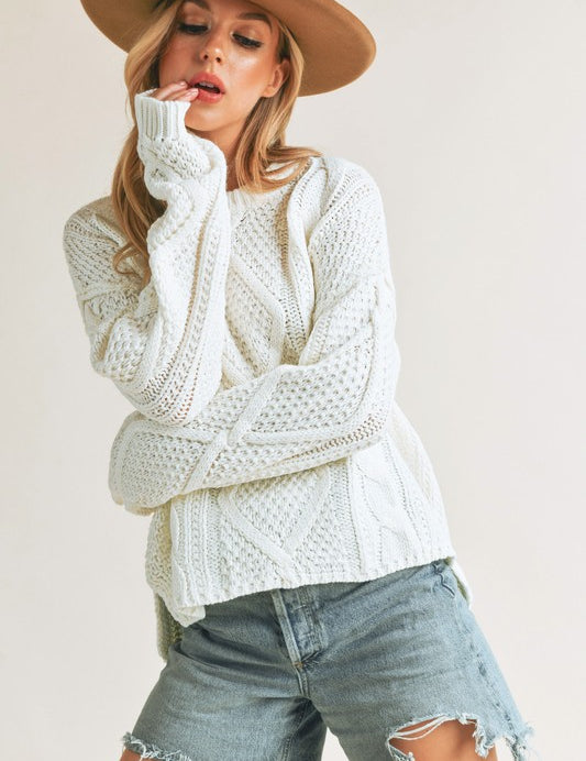 Relaxed Fit Adela Cable Knit Sweater Tops