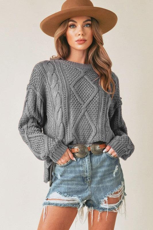 Relaxed Fit Adela Cable Knit Sweater Sweaters
