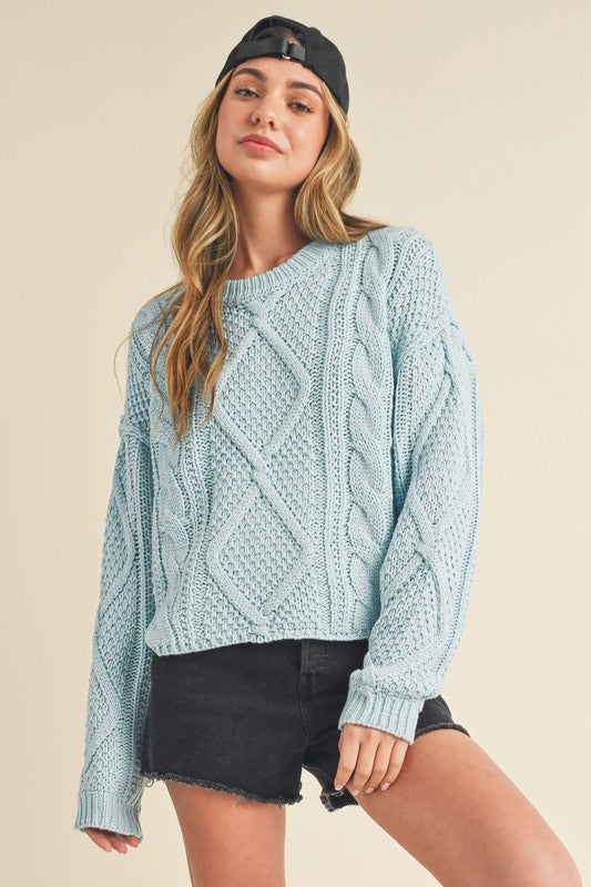 Relaxed Fit Adela Cable Knit Sweater Tops