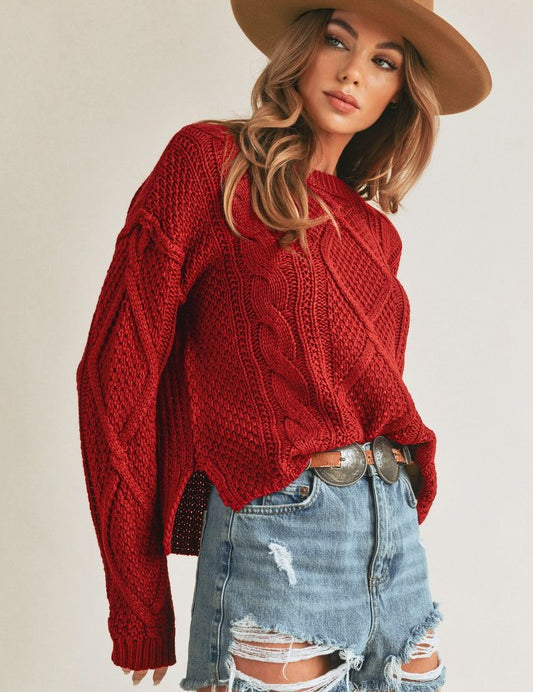 Relaxed Fit Adela Cable Knit Sweater Tops