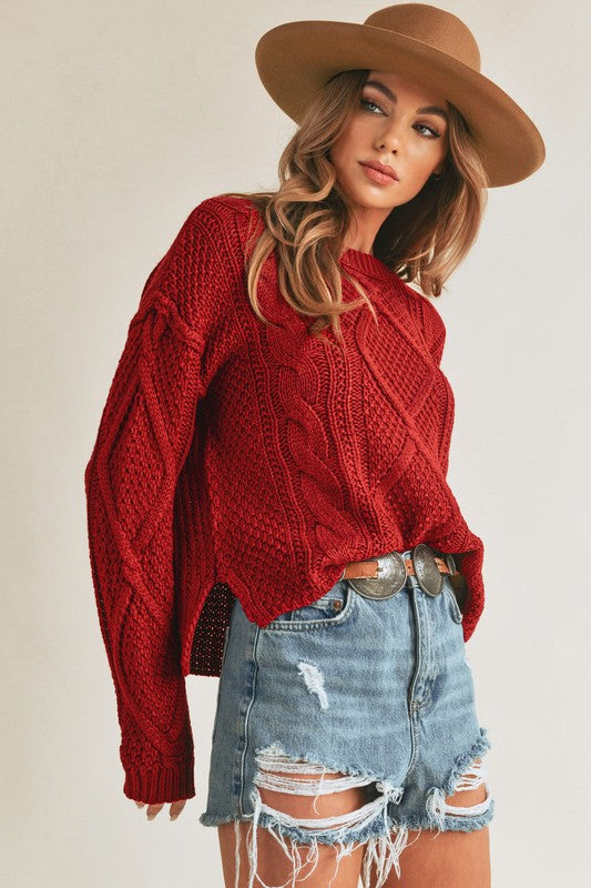 Relaxed Fit Adela Cable Knit Sweater Tops