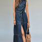 Daverri Button Front Sleeveless Denim Dress