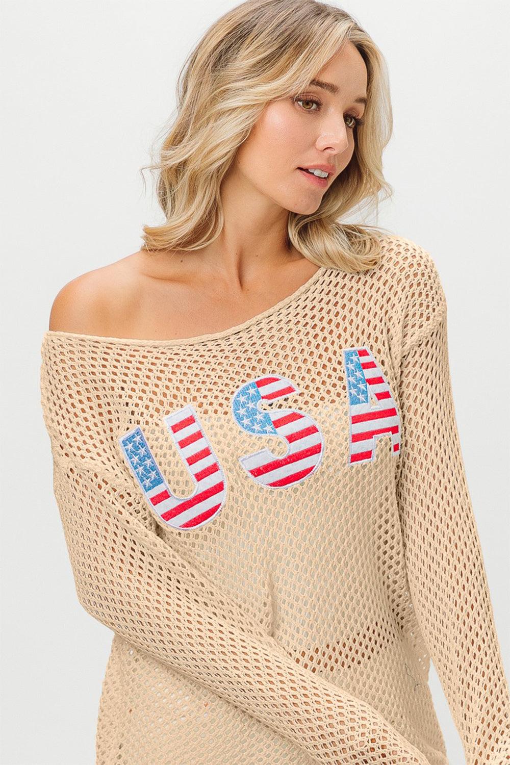 BiBi USA Embroidered Knit Cover Up Oatmeal Cover-Ups