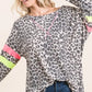 BiBi Leopard Thermal Top with Contrast Color Block - DAVERRI FASHIONS