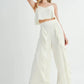 MABLE Crop Cami and Ruffled Wide Leg Pants Set Outfit Sets