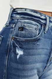 Kancan Button Fly High Rise Raw Hem Denim Shorts | Daverri Fashions