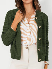Textured Knit Button-Front Cardigan | Cardigans Daverri Fashions