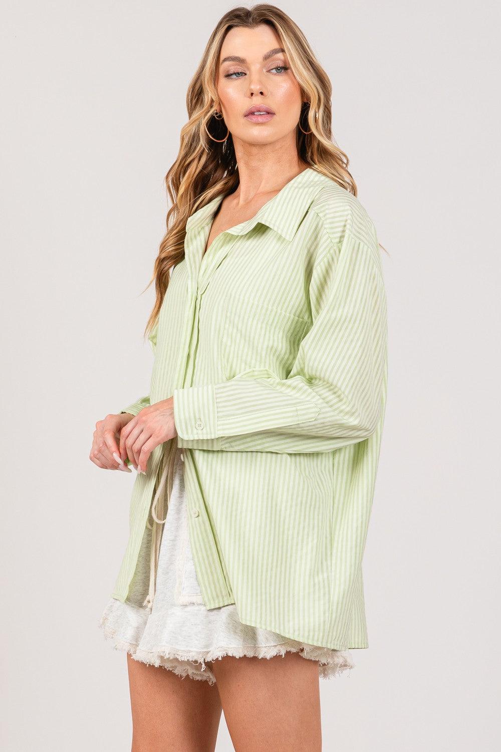 SAGE + FIG Striped Button Up Long Sleeve Shirt Shirts