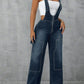 Zip Front Wide Strap Denim Overalls - DAVERRI FASHIONS