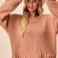 BiBi Chunky Knit Sweater with Flower Detail Sleeves - DAVERRI FASHIONS