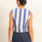 HYFVE Woven Striped V-Neck Button Down Vest