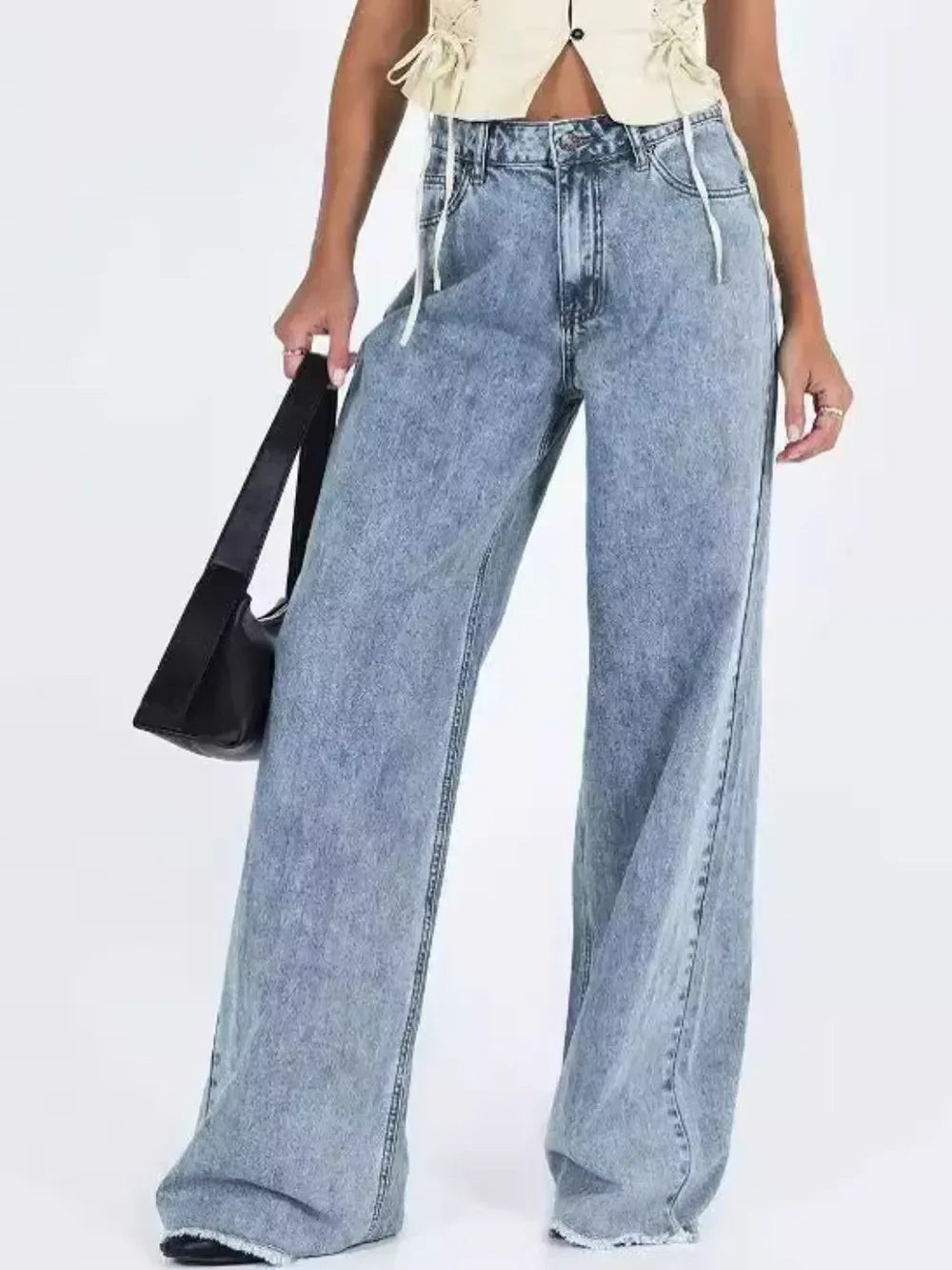 Daverri Fashions Wide Leg Jeans with Pockets - DAVERRI FASHIONS