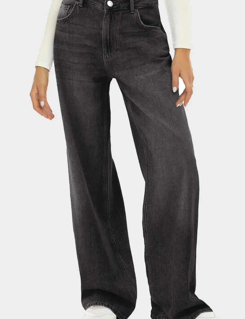 Black High Waist Wide Leg Jeans | Jeans Daverri Fashions