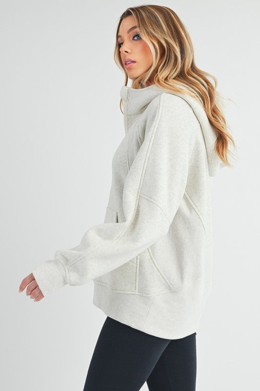 Long Drea Half-Zip Hoodie | Daverri Fashions