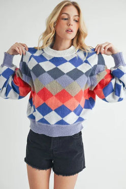 Aemi + Co Crewneck Raglan Sleeve Pullover Sweater - DAVERRI FASHIONS