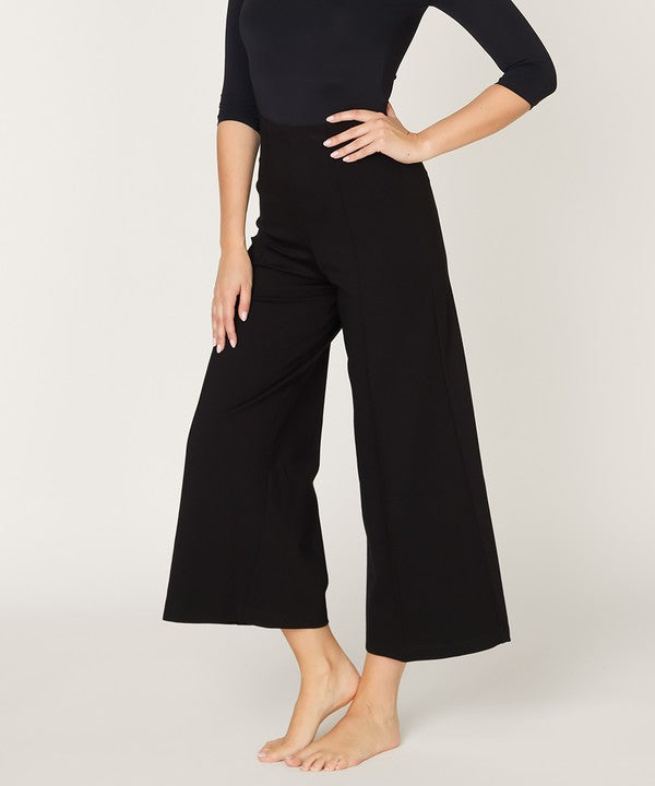 PONTE WIDE LEG ANKLE LENGTH PANTS NAVY