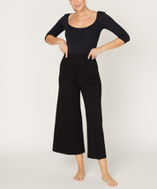 PONTE WIDE LEG ANKLE LENGTH PANTS BLACK