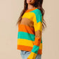 SO ME Multi Color Stripe Sweater with Ribbed Detail - DAVERRI FASHIONS