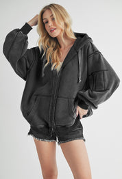 BLACK Fiori Hoodie Jacket | Jackets Daverri Fashions