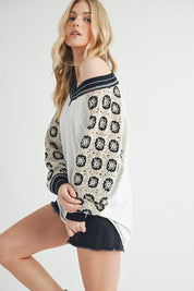 Deina Crochet Sleeve Tee | T-Shirts Daverri Fashions