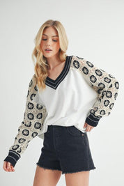 Deina Crochet Sleeve Tee | T-Shirts Daverri Fashions