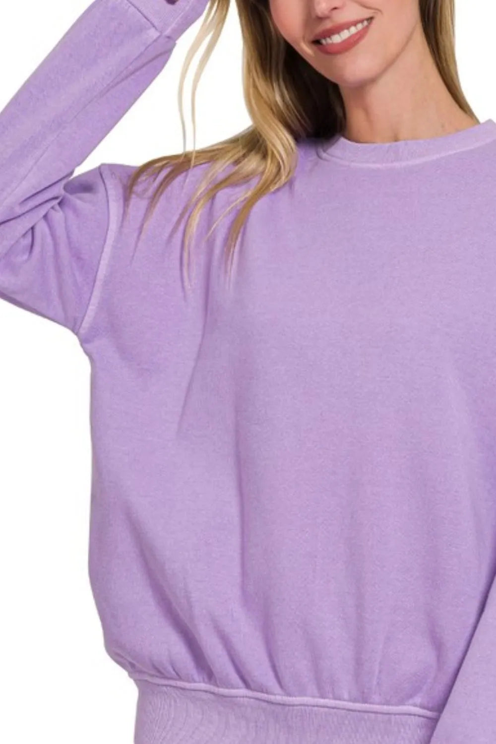 Zenana Soft Fleece Pigment Dye Round-neck Sweatshirts Sweatshirts
