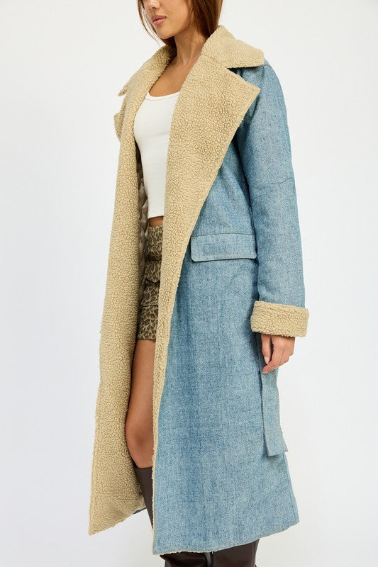 Denim Maxi Coat Tops