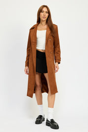 Suede Trench Coat Tops