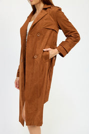 Suede Trench Coat Tops