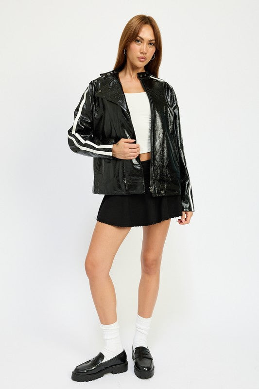 OVERSIZED MOTO PU JACKET | Jackets Daverri Fashions