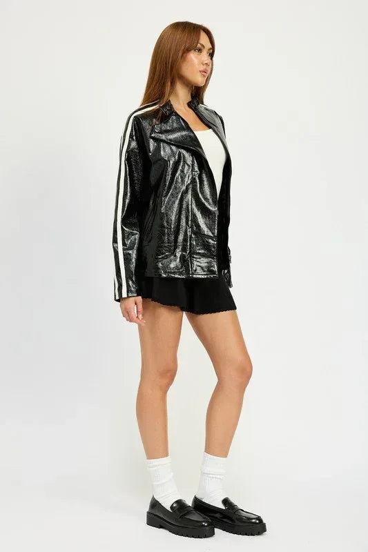 OVERSIZED MOTO PU JACKET - DAVERRI FASHIONS