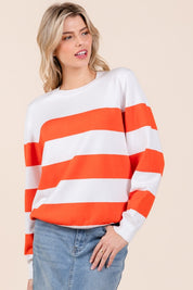 Striped Lightweight Long Sleeve Knit Sweater Tops