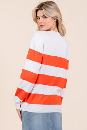 Striped Lightweight Long Sleeve Knit Sweater Tops