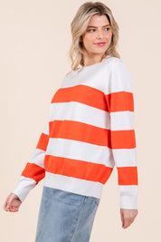 Striped Lightweight Long Sleeve Knit Sweater Tops