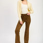 LACE UP SUEDE FLARED PANTS - DAVERRI FASHIONS
