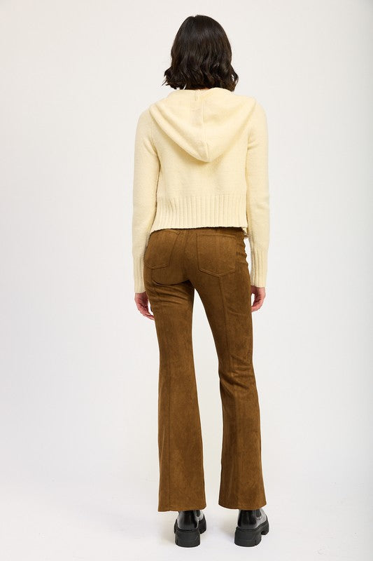 LACE UP SUEDE FLARED PANTS | Daverri Fashions