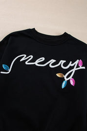 Sequin Merry Graphic Pullover and Shorts Set | Loungewear Sets Daverri Fashions