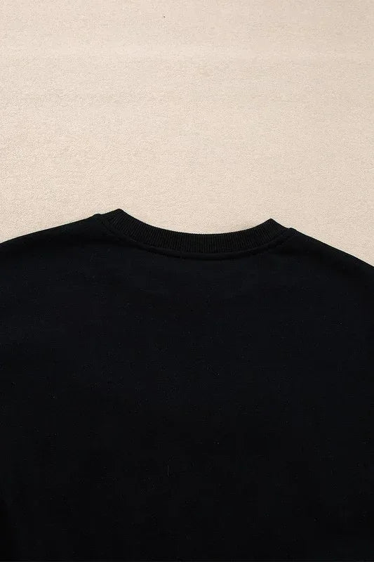 Sequin Merry Graphic Pullover and Shorts Set - DAVERRI FASHIONS