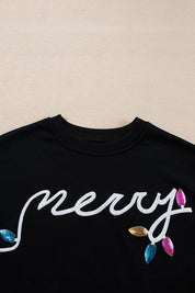 Sequin Merry Graphic Pullover and Shorts Set | Loungewear Sets Daverri Fashions