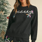 Sequin Merry Graphic Pullover and Shorts Set - DAVERRI FASHIONS