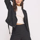 BELTED LONG SLEEVE ZIPPERED SUEDE MOTO JACKET