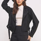 BELTED LONG SLEEVE ZIPPERED SUEDE MOTO JACKET
