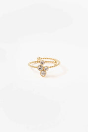 Crystal Bubble Adjustable Stainless Steel Ring Gold OS Rings