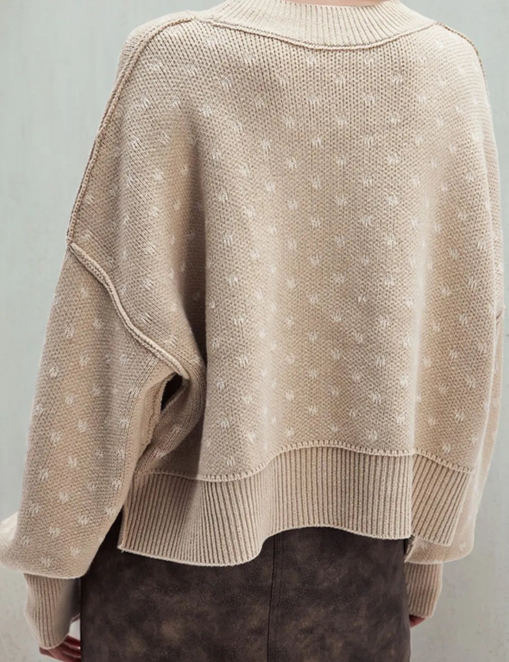 Slit Round Neck Long Sleeve Sweater | Sweaters Daverri Fashions