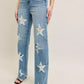 Judy Blue Full Size High Waist Rigid Magic Star Shaped Destroy 90's Straight Jeans Plus Size - DAVERRI FASHIONS