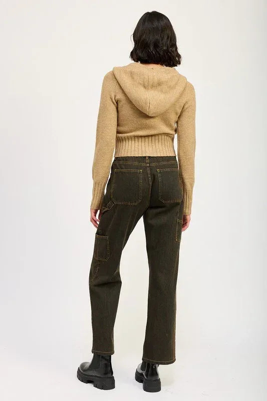 CROPPED HOODIE ZIP UP - DAVERRI FASHIONS