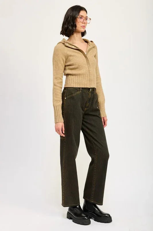 CROPPED HOODIE ZIP UP - DAVERRI FASHIONS