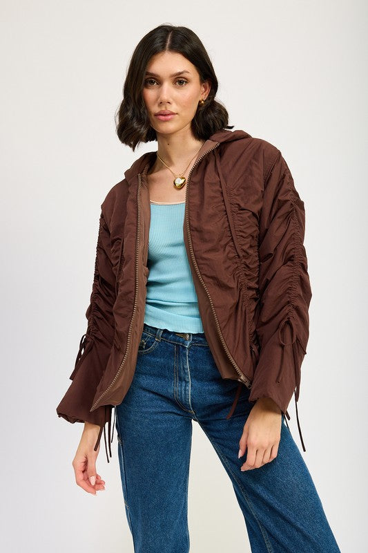 RUCHED PUFF JACKET | Jackets Daverri Fashions